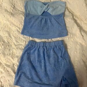 Peppermayo terry cloth skirt set strapless top